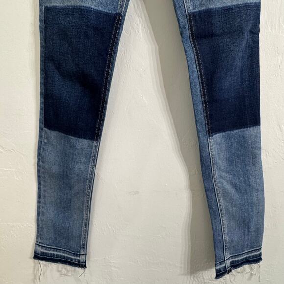 Rag & Bone Olana High Rise Skinny Ankle Jeans Size 25 Colorblock Knee Patchwork - Picture 4 of 15